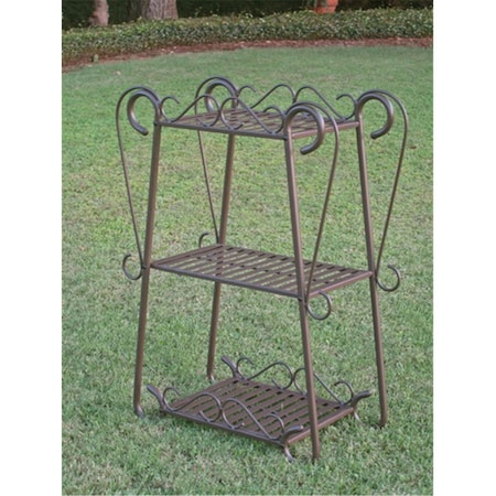 International Caravan 3562 Santa Fe Iron Nailhead 3-Tier Plant and Utility Shelf 3562-RT-BN